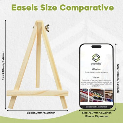 Conda 36 Pack 9 Inch Mini Wooden Display Easels, A-Shaped Mini Easel Stand for Small Painting, Painting Party Easel for DIY Crafts, Photos, Gift, Decoration - style: 36 Pcs