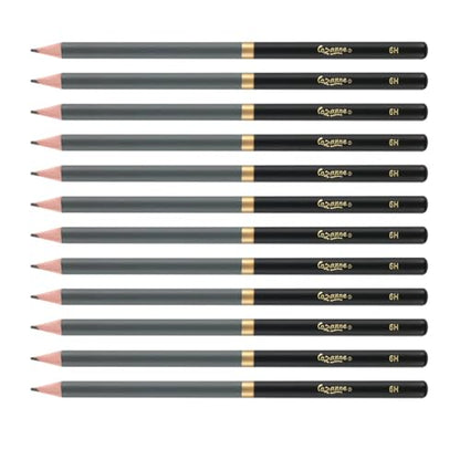 Cezanne Graphite Drawing Pencils Set - 6H, Set of 12 Break-Resistant Graphite Lead, Easy-to-Sharpen Sketch Pencils, Master Artist Quality Graphite Pencils for Technical and Artistic Drawing - color: 6H, size: Set of 12