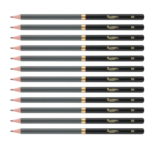 Cezanne Graphite Drawing Pencils Set - 6H, Set of 12 Break-Resistant Graphite Lead, Easy-to-Sharpen Sketch Pencils, Master Artist Quality Graphite Pencils for Technical and Artistic Drawing - color: 6H, size: Set of 12