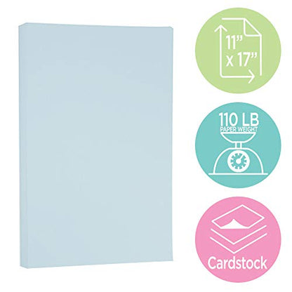 JAM PAPER Extra Heavy Weight 110lb Cardstock - 11 x 17 Tabloid Coverstock - Blue - 50 Sheets/Pack - color: Blue, size: 11" x 17"