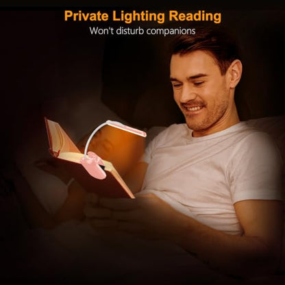 Gritin Rechargeable Book Light for Reading in Bed with 19 LED | Eye Caring 3 Color Temps, 5 Brightness Levels, Memory Function, 90 Hrs Runtime Flexible Goose Neck Clip on Light-Pink - color: Pink