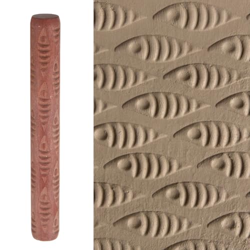 HARFINGTON Wood Clay Roller Pattern Modeling 4.7 Inch Beech Wood Hand Rollers Wooden Pottery Tools Fish Texture Rollers for Clay Baking Playdough DIY - style: Fish