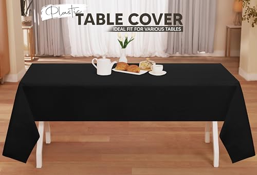 Utopia Kitchen Plastic Table Cloth Disposable (12 Pack - 54x108 Inch) Black Rectangle Tablecloth Waterproof Stain Resistant Party Table Cover | 54x108 Inch Rectangle Tablecloth Waterproof Stain Resistant Party Table Cover - color: Black, size: 54X108 Inch