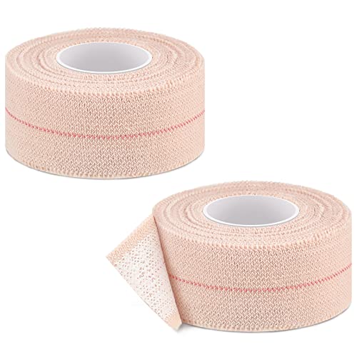 Nuanchu 2 Rolls Adhesive Elastic Tape Bandage Wrap, 1 Inch Wide, Apricot | Flexible Stretch Bandage Tape for Sports Ankle Knee Wrist, Vet Wrap for Horses Pets Dogs, Self Adhesive - color: Beige, size: 1 Inch Wide