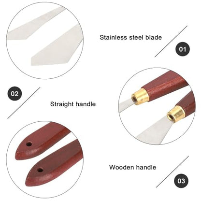 7Pcs Stainless Steel Palette Knife Set Flexible Painting Blending Scrapers for Oil & Acrylic Pigment Mixing, Canvas Art Creation
