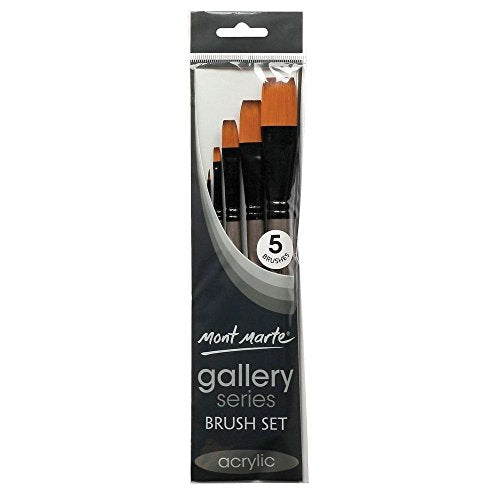 MONT MARTE Gallery Series Brush Set, Wood, Standard, Acrylic 5pce - size: Acrylic 5pce