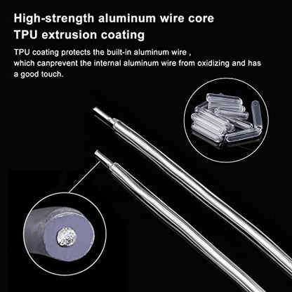 BENECREAT 10 Gauge Plastic Covered Aluminum Wire with 20 Caps, 82FT Silver DIY Jewelry Making Wire for Hair Bows, Shaping Brim Hat and Other Crafts Project - size: 10 Gauge
