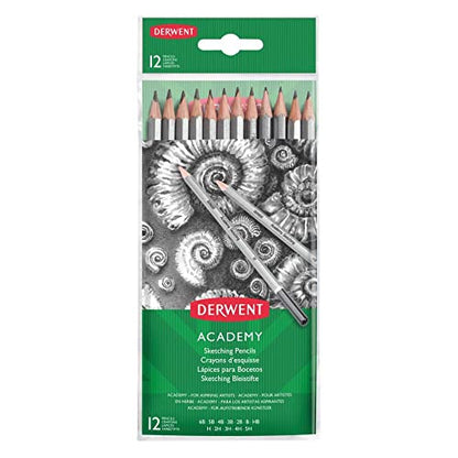 Derwent Academy Graphite Sketching Pencils, Wallet, 12 Count (2300412)