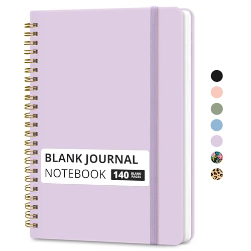 Taja Blank Spiral Journal Notebook for Women & Men, 140 Pages, Sketch Book, Plain Notebook for Drawing & Sketching, Journals for Creative Writing, A5(5.7" x 7.9") – Purple - color: E.Purple, style: d-Blank