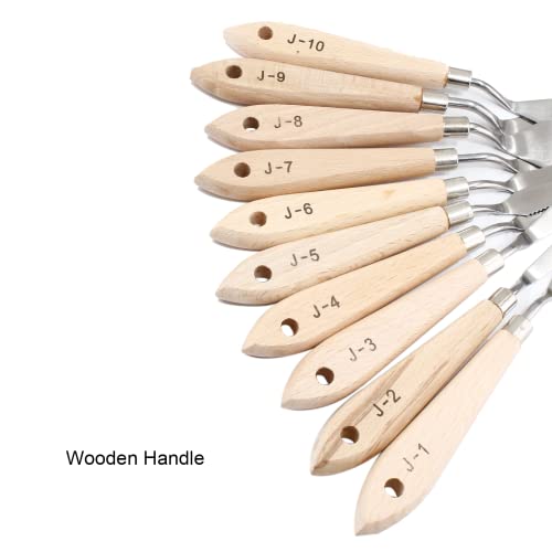 10pcs Palette Knife Set, Painting Knife, Paint Spatula | Stainless Steel, Wooden Handle, Painting Tools, Color Mixing Scraper Pallet Knife, for Oil, Acrylic, Canvas Painting
