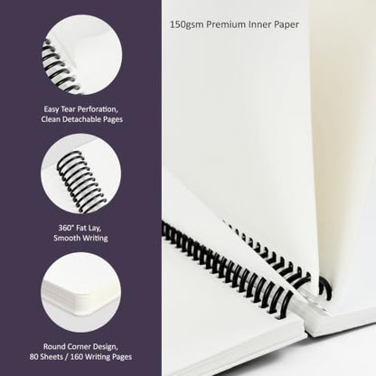 Hardcover Sketchbook,7.2"x8.3" Spiral Bound Drawing Pad,Violet Haze Garden | 150gsm(92lb)Acid-Free Thick Paper,Blank Art Journal for Adults,Artists&Beginners,Ideal for Sketching,Doodling and Mixed Media - color: violet haze garden