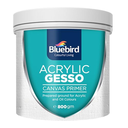BLUEBIRD Heavy Gesso Primer for Acrylic Painting, Gesso Surface Prep Medium for Acrylic Paint and Oil Paint (White, 28.2 Oz) - color: White, size: 28.2 Ounce (Pack of 1)
