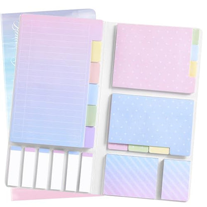 Hommie Sticky Notes Set Tabs 410 Pack Color Pads Divider Sticky Notes with Bookmark Index for School Supplies, 60 Ruled, 40 Per Dotted, 60 Per Rectangular, 6x25 Index Tabs - color: Colorful-pastel Pink