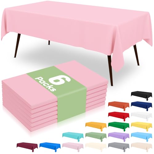 misaya 6 Packs Plastic Table Cloth Pink Disposable Tablecloth - color: Pink, size: 54" X 108"