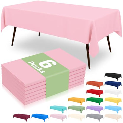 misaya 6 Packs Plastic Table Cloth Pink Disposable Tablecloth - color: Pink, size: 54" X 108"