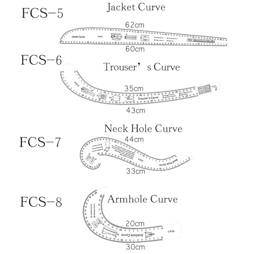 7Pcs Sewing Ruler Tailor Set French Curve Ruler Sewing Ruler Set Pattern Making Ruler for Beginners for Making Pattern Drafting - color: White