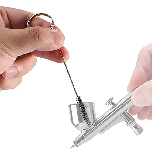 Airbrush Painting Cleaning Tools Kit, Air Brush Accessories Spray Gun Cleaner Wash Needle with Nozzle Spanner Wrench and Stainless Steel Brushes Set