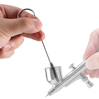 Airbrush Painting Cleaning Tools Kit, Air Brush Accessories Spray Gun Cleaner Wash Needle with Nozzle Spanner Wrench and Stainless Steel Brushes Set