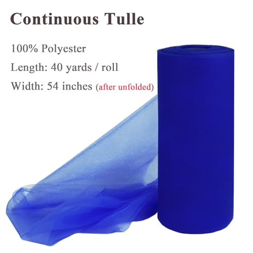 Royal Blue Tulle Fabric Roll 54 Inch x 40 Yards Tulle Ribbon - color: Royal Blue, size: 54 Inch X 40 Yards
