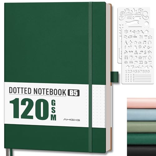 AHGXG Dotted Journal, 120 GSM Paper, 96 Pages, B5 (7.6'' X 10'') - color: Dark Green, style: B5-Dotted-120G