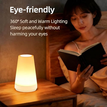 Night Light, Dimmable Touch Lamp and Remote Control, 13 RGB Colors & 5 Brightness, Rechargeable Bedside Table Lamp for Baby Kids Nursery Bedroom Bathroom Camping (White) - color: White