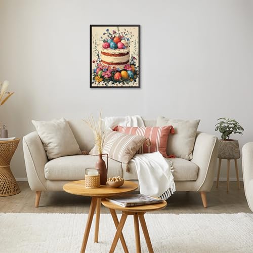 RICUVED Easter Paint by Numbers for Adults, Cake Paint by Numbers Kit for Adults Beginners, Eggs DIY Acrylic Oil Painting on Canvas Easy for Gift Home Wall Decor 16x20 Inch - color: SO005