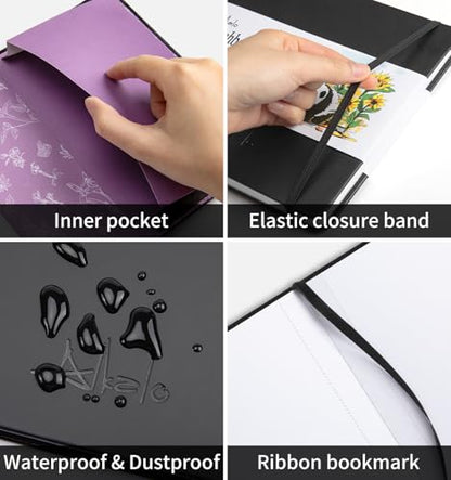 Sketchbook for Drawing, 120 Pages Sketch Book, 122LB/180GSM Thick Paper - color: Back, size: Small 2 PACK (5.5×5.5INCH)