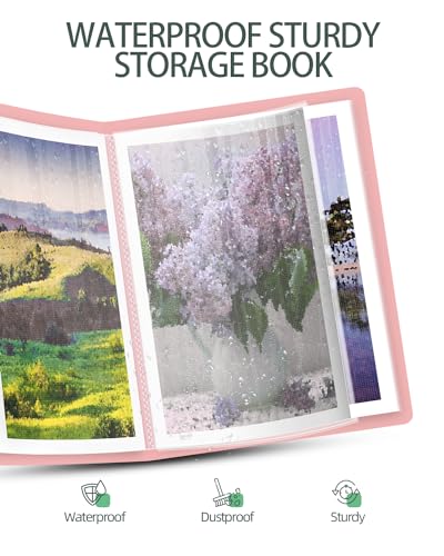 SXhyf A3 Diamond Painting Storage Book 16.5x12.1in for Display 60 Pages - color: Pink