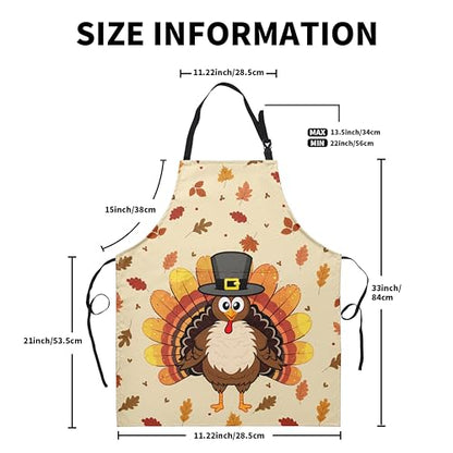 Thanksgiving Aprons for Women Men Turkey Apron with Adjustable Neck Strap Kitchen Chef Grilling Unisex Apron with Pockets for Cooking, Barbecue, Crafting, Sewing - color: Turkey-beige