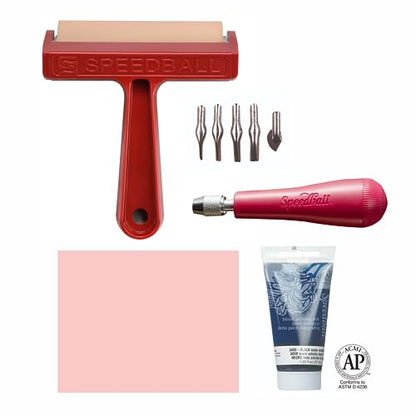Speedball 3471 Super Value Block Printing Starter Kit – Includes Ink, Brayer, Lino Handle and Cutters, Speedy-Carve (Pack of 3) - size: 7 Piece Starter Kit (Pack of 3)