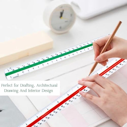 Architect Scale Ruler, Drafting Triangle Ruler, 12 Inch | Architectural Scale Ruler, Plastic Drafting Ruler for Blueprint, Drawing, Engineers, Students, Architects, Contractors