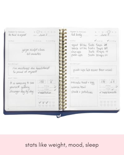 Kunitsa Co. Fitness Journal for Women - Track Workouts, Meals, and Weight Loss, Undated, Fits 120 Workouts, Brown, 6 x 8.5 Inches - color: Brown