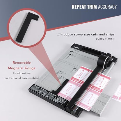 CARL Professional Rotary Paper Cutter with Clear Window – 12" Trimmer with Metal Base, Magnetic Guide, Calibrated Extension – Precise Paper, Label, Photo & Craft Cutting Tool - size: 12-inch