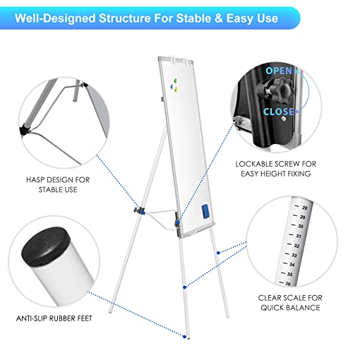 Maxtek Easel Whiteboard 40 x 28 in, Stand Tripod with Height Adjustable | Magnetic Dry Erase Surface, Flipchart Stand, Portable Tripod Easel for Office, Teaching, Home and Classroom - style: 40x28 White