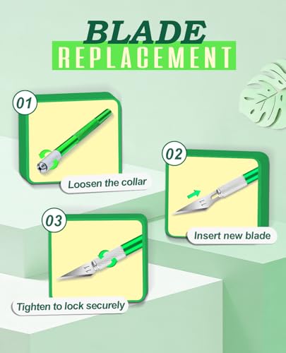DIYSELF Craft Knife with 10 Extra #11 Blades, Precision Hobby Knife Set with Steel Ruler, Exacto Knife for Crafting, Polymer Clay, Pottery, Paper, Vinyl, Stencil & Model Making (Green) | Exacto Knife for Crafting, Hobby Knife Set for Polymer Clay, Pottery