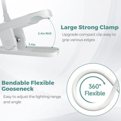 CUHIOY 2Pack Rechargeable Clip on Reading Light for Bed Headboard, White - color: White+White