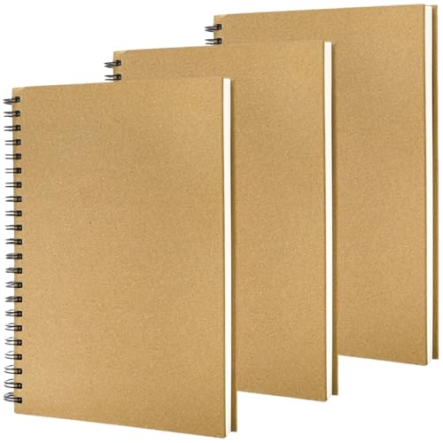 ZEAYEA 3 Pack 8.5 x 11 Inch Spiral Sketchbook, Hardcover Blank Notebook Journal, 60 Sheets/ 120 Pages Per Book, 160gsm Thick Paper, Unlined Sketch Pads for Drawing Painting Art Office Journal Refills