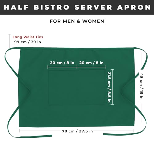 Chef Works Unisex Half Bistro Server Apron - color: Kelly Green