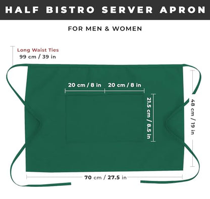 Chef Works Unisex Half Bistro Server Apron - color: Kelly Green