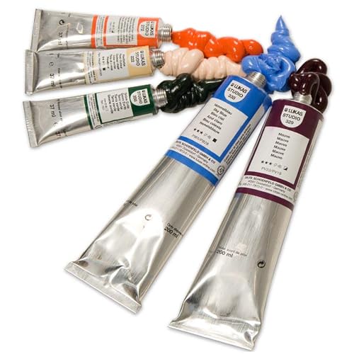 Lukas Studio Oil Paint - Titanium White - 200ml - Set of 2 Tubes- Excellent Lightfastness, Enhanced with Beeswax for Smooth, Buttery Texture, Consistent Hue, Ideal for Oil Artists- Fast Drying