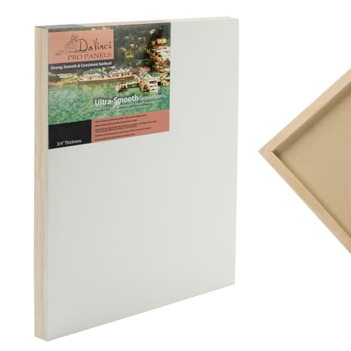 Da Vinci Pro Ultra Smooth Wood Canvas Gesso Board - 3/4" Deep, 6x6 Single White Acrylic Polymer Gesso Panels for Painting Fine Portraits and Ultra Fine Detail Illustrations and Artwork - size: 6x6"