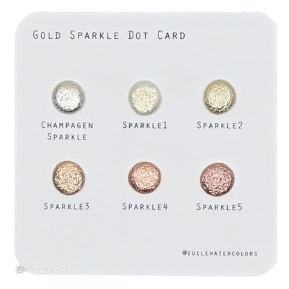 IUILE Handmade Watercolor Paints - Gold Sparkle Dot Card (6 colors). Metallic, Shiny, Shimmer - color: Gold Sparkle Dot