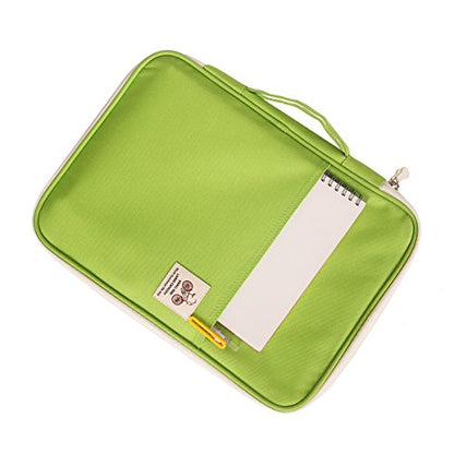 JAKAGO A4 Travel Portfolio Multifunctional Document Organizer Zippered Case for Office Supplies (green) - color: Green
