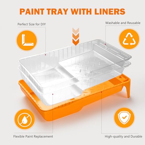 Mister Rui Mini Paint Roller Kit 22 Pieces, 4" 2" Paint Rollers Foam Brush