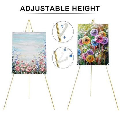 Easel Stand for Sign 63'' Art Easels for Display Wedding Welcome Poster Stand Portable Floor Metal Easel Gold