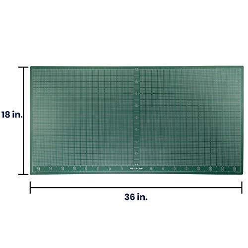 Pacific Arc Double Sided Self Healing Vinyl Rotary Cutting Mat - Thick & Durable Fabric & Paper Cutting Mat (18"x36") - size: 36"L x 18"W