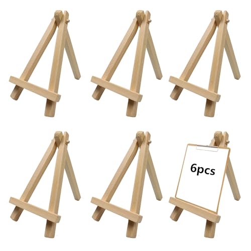 6PCS 5 Inch Mini Wood Display Easel, A-Frame Artist Painting Party Tripod Easel, Burlywood Stand Canvas Holder for DIY, Crafts, Decoration, Photos - style: 5 Inch- 6PCS