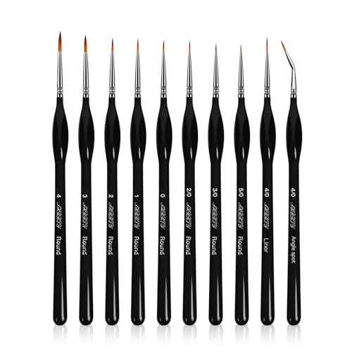 Detail Paint Brushes 10Pcs for Acrylic, Watercolor, Crafts, Models, Oil