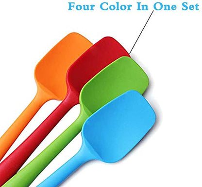 Food Grade Silicone Spatula Set Heat Resistant Small Rubber Spatulas,4 piece Silicone Spoonula Spatula Non-stick Baking Curved Spatulas Multicolor Dinnerware (21.7cm/8.56inch) - size: small