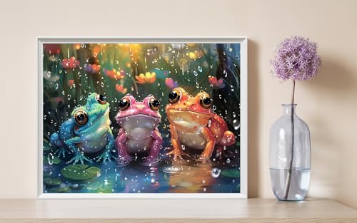 Frog Diamond Art Kits for Adults, Animals 5D Diamond Painting Kits for Adults, DIY Gem Painting, Dimond Art Paintings Kit, Crafts for Adults, Full Drill Diamond Dot for Home Wall Decor 16 X 12 Inch - color: CM082